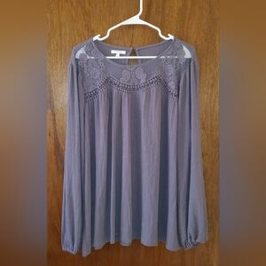 Maurices Plus Sz 2 2x Gray Stretch Top Long Sleeve